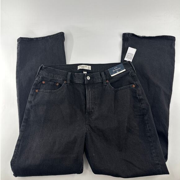Abercrombie & Fitch Women's Black Curve Love Mid Rise Bootcut Jeans Size 31 - Picture 6 of 12